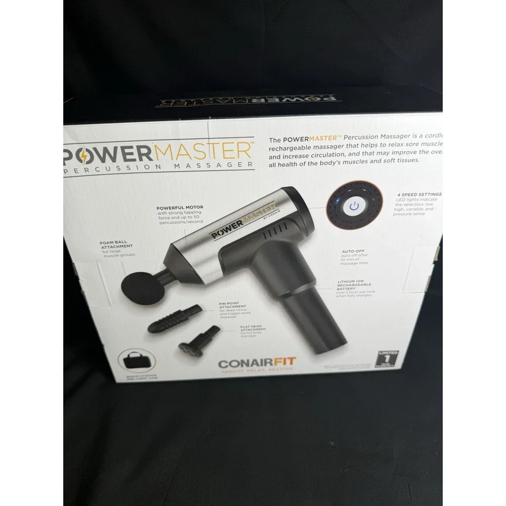 Conairfit Cordless Rechargeable Power Master Percussion Massager 4Speed Setting
